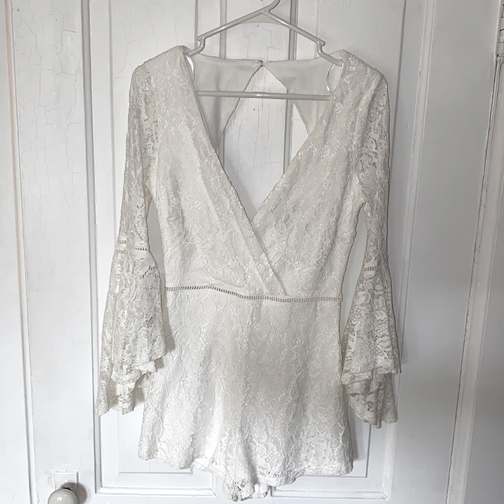 Lulu’s White Lace Fancy Bridal Romper